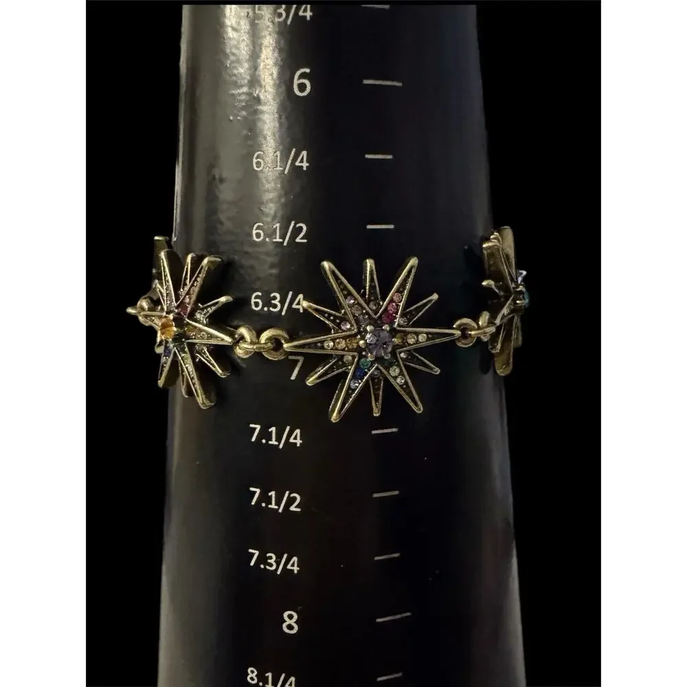 Authentic Kirks Folly Multi-Color Crystal Rainbow Twinkle Star Bracelet Adjust - Picture 6 of 8